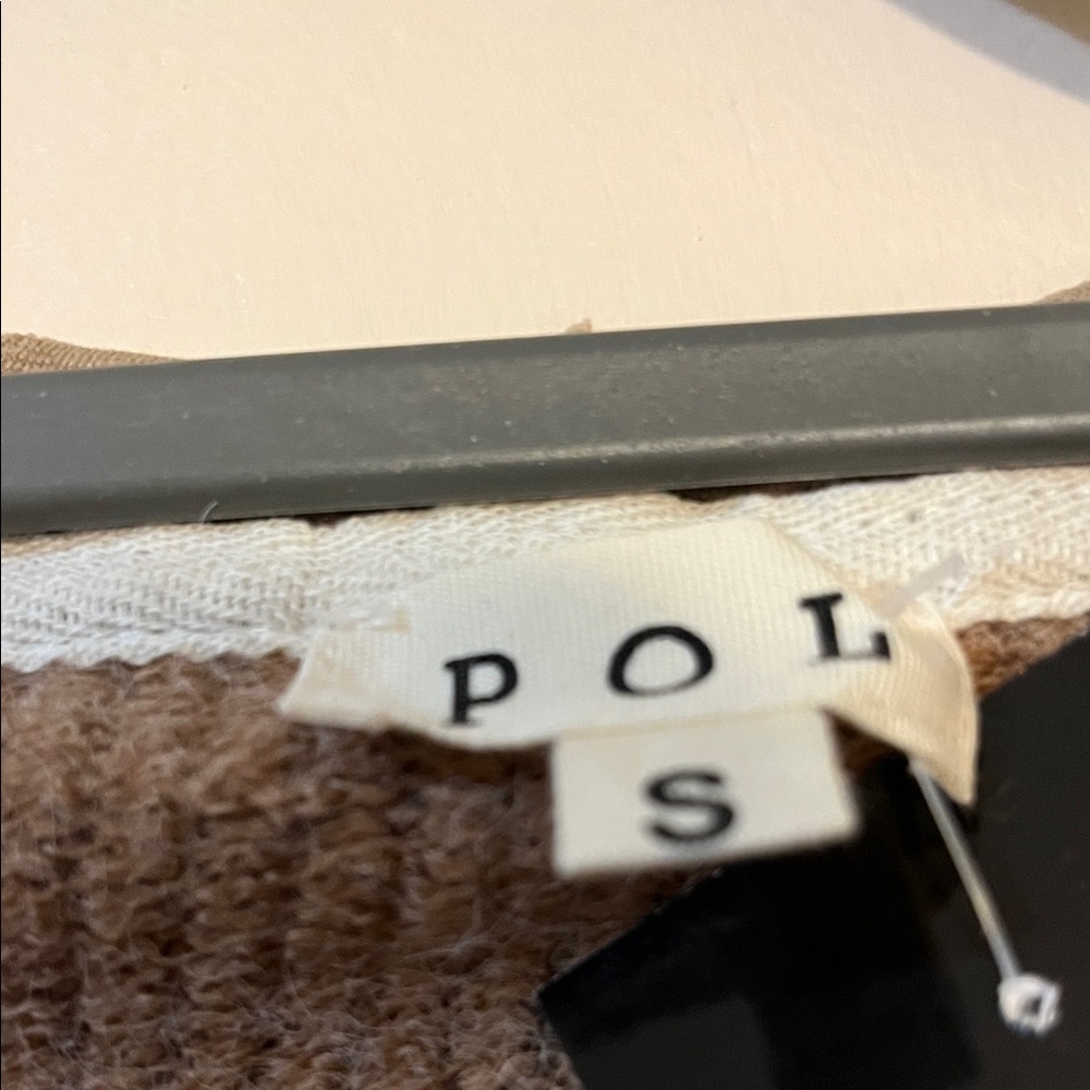 POL Multi Fabric Shacket Oat and Chocolate Sz S -will fit M - NWT - Picture 2 of 4